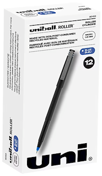 PENS, UNIBALL ROLLERBALL, MICRO POINT, 0.5MM, BLUE INK, 12/CT MAIN